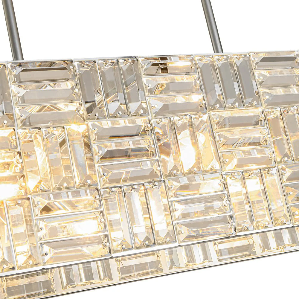 (OpenBox) Glam Chrome Dazzle Crystal Rectangle Cage Island Chandelier - Image 17