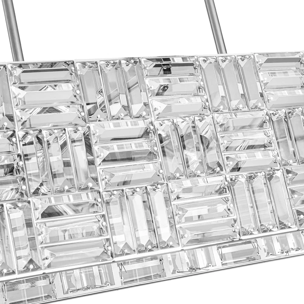 (OpenBox) Glam Chrome Dazzle Crystal Rectangle Cage Island Chandelier - Image 18