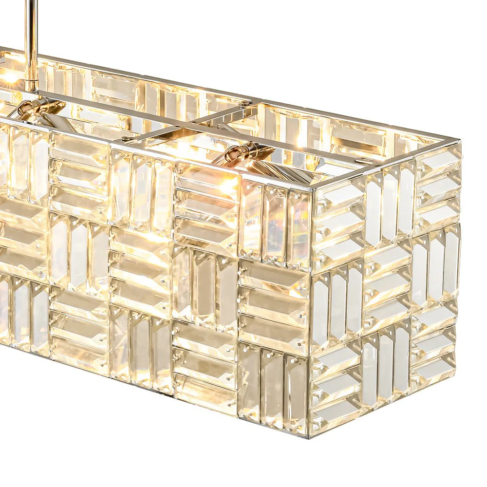 (OpenBox) Glam Chrome Dazzle Crystal Rectangle Cage Island Chandelier - Image 19