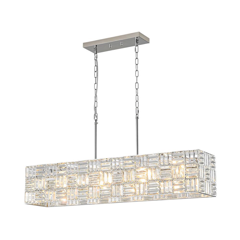 (OpenBox) Glam Chrome Dazzle Crystal Rectangle Cage Island Chandelier - Image 3