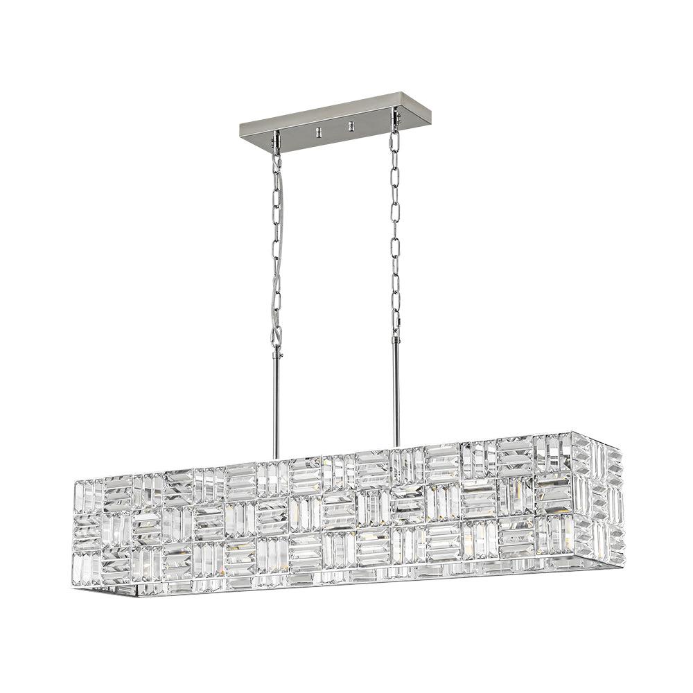 (OpenBox) Glam Chrome Dazzle Crystal Rectangle Cage Island Chandelier - Image 4