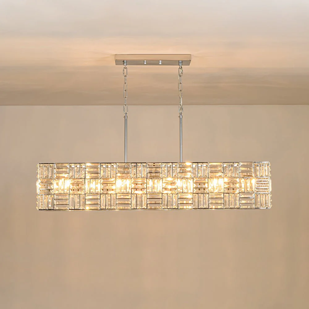 (OpenBox) Glam Chrome Dazzle Crystal Rectangle Cage Island Chandelier - Image 6