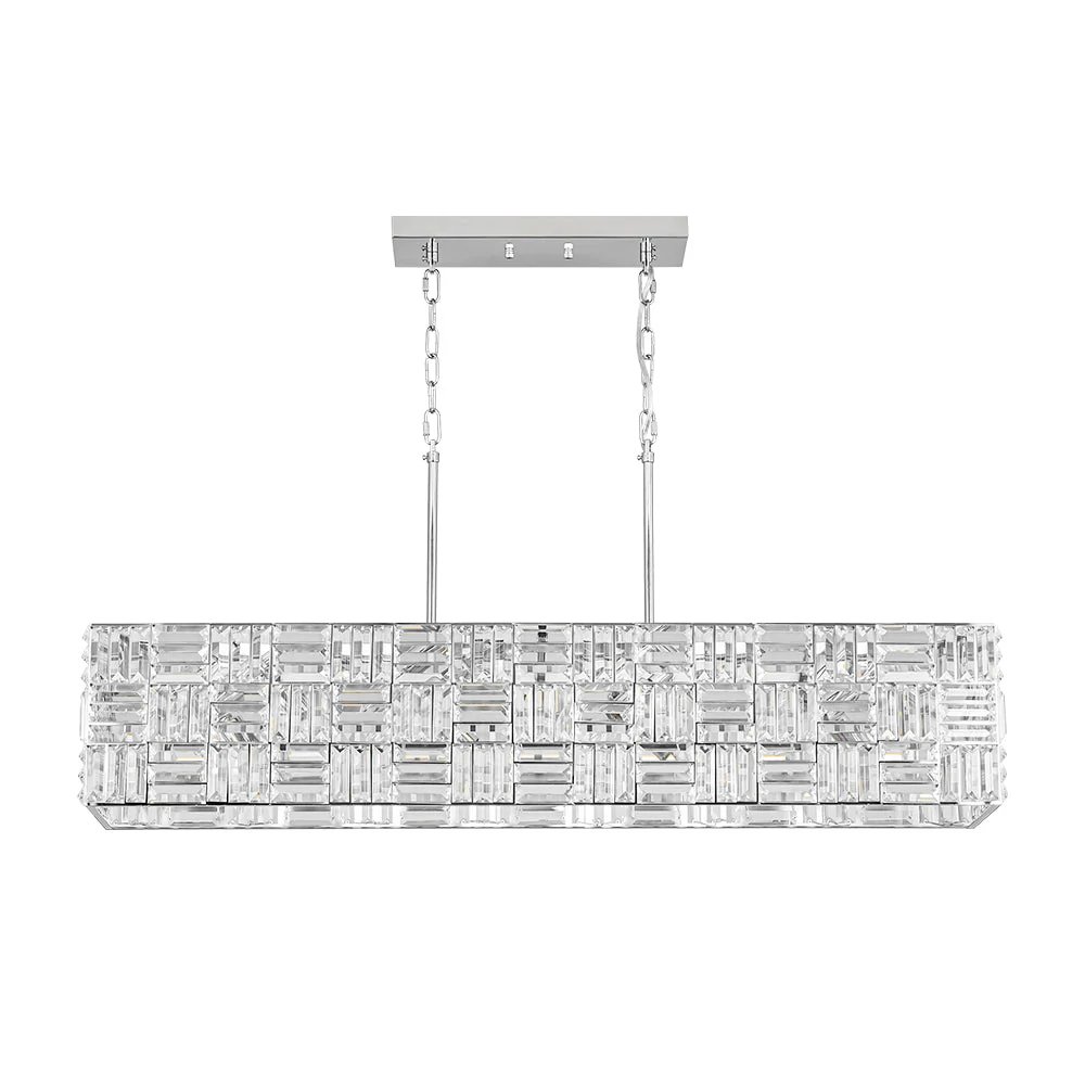 (OpenBox) Glam Chrome Dazzle Crystal Rectangle Cage Island Chandelier - Image 7