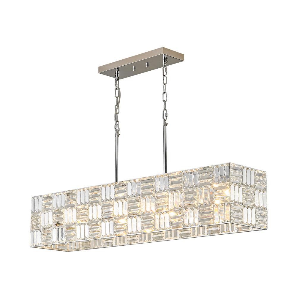 (OpenBox) Glam Chrome Dazzle Crystal Rectangle Cage Island Chandelier - Image 9