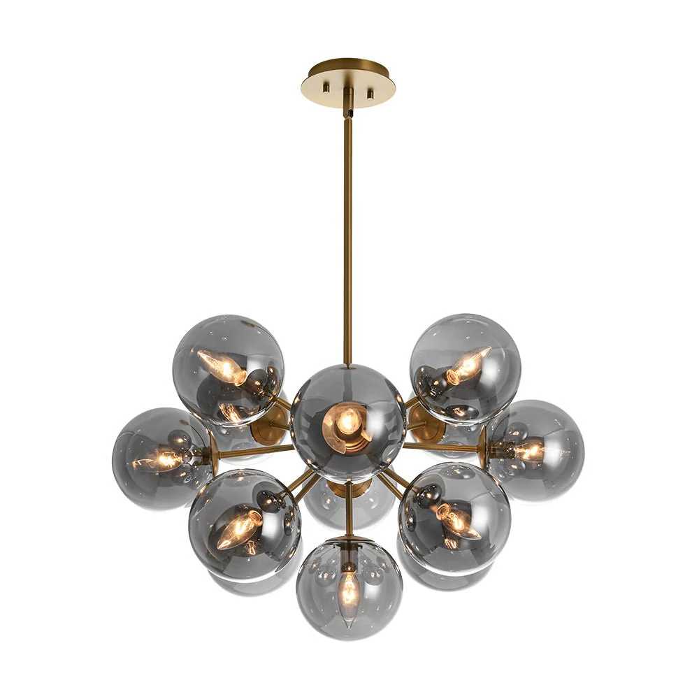 Glam Dark Pearl Sputnik Smoked Glass Bubble Chandelier Light Fixture - Image 11