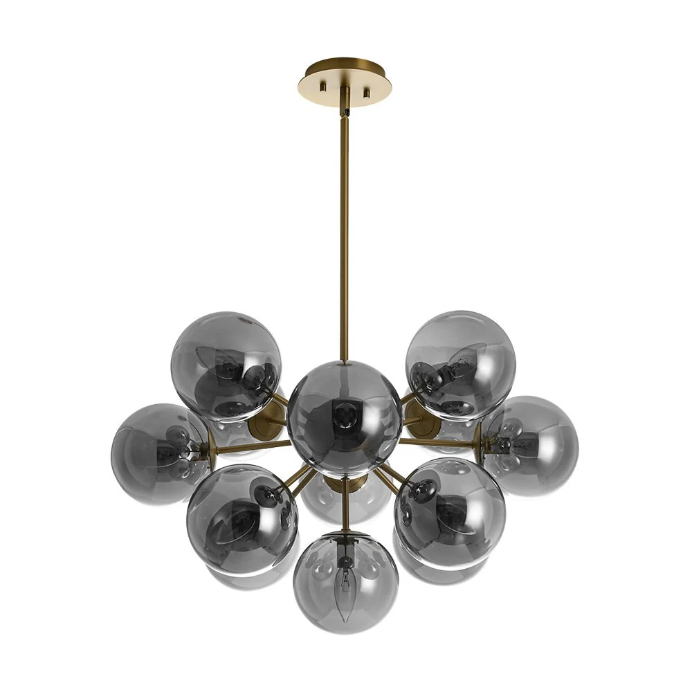 Glam Dark Pearl Sputnik Smoked Glass Bubble Chandelier Light Fixture - Image 12