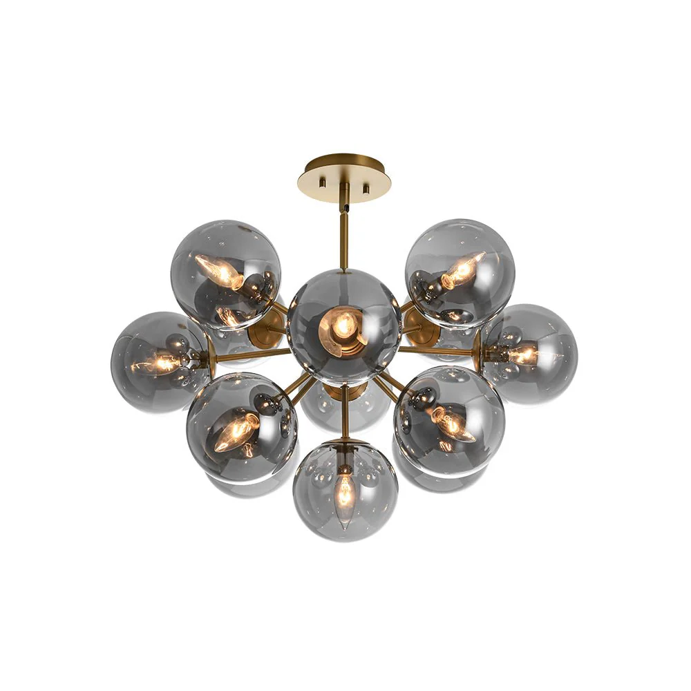 Glam Dark Pearl Sputnik Smoked Glass Bubble Chandelier Light Fixture - Image 13