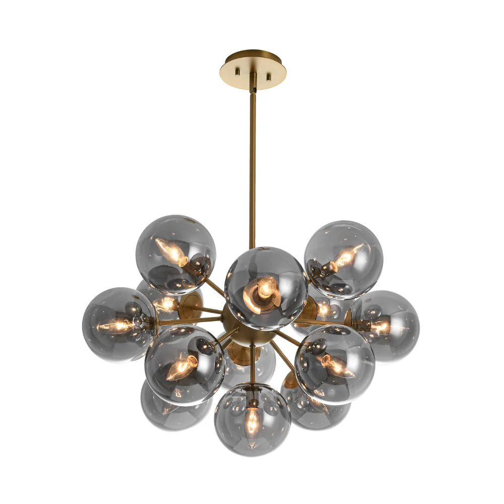 Glam Dark Pearl Sputnik Smoked Glass Bubble Chandelier Light Fixture - Image 15