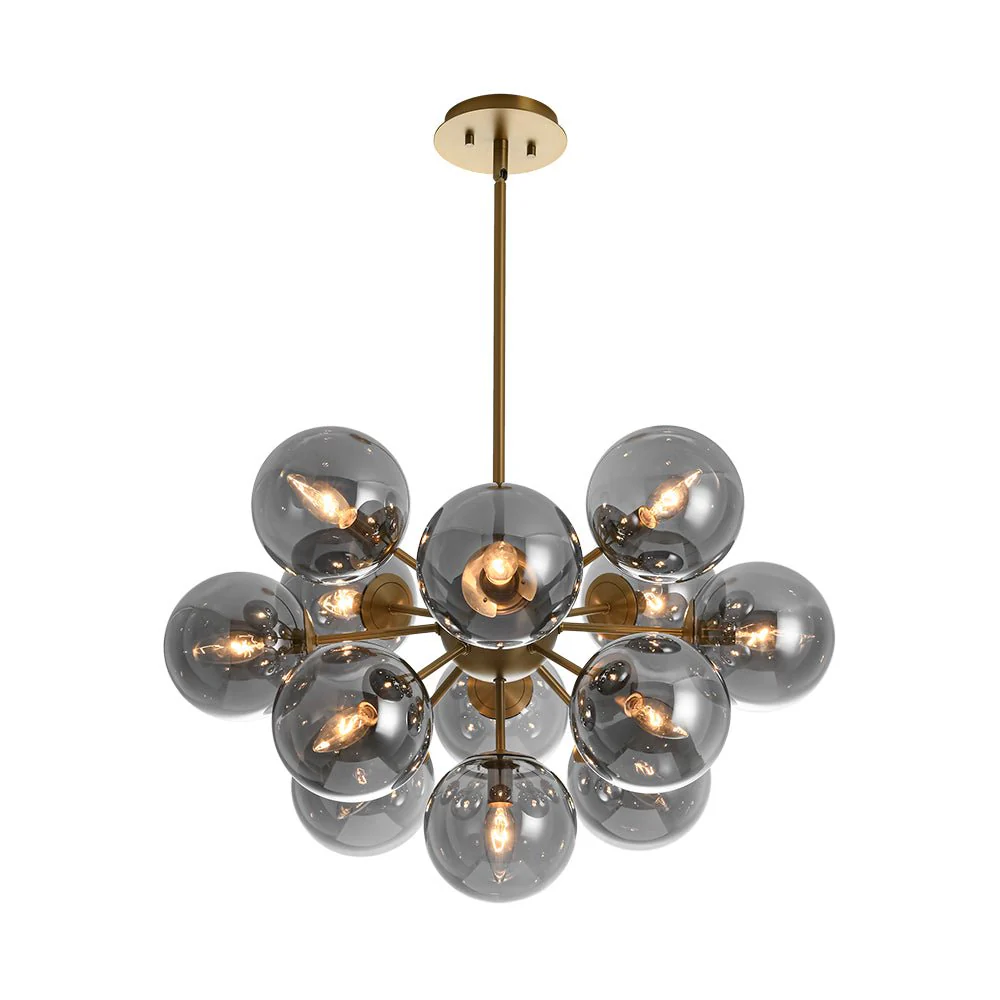 Glam Dark Pearl Sputnik Smoked Glass Bubble Chandelier Light Fixture - Image 16