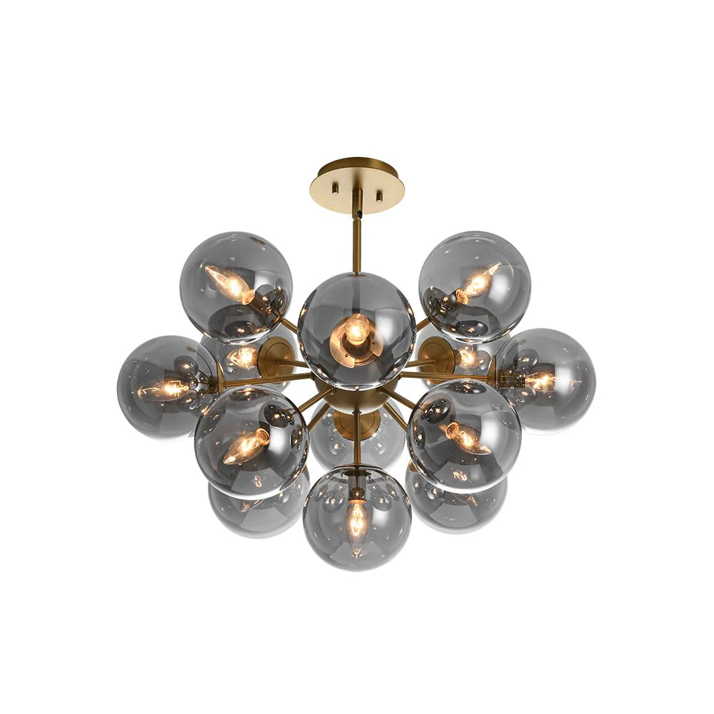Glam Dark Pearl Sputnik Smoked Glass Bubble Chandelier Light Fixture - Image 17
