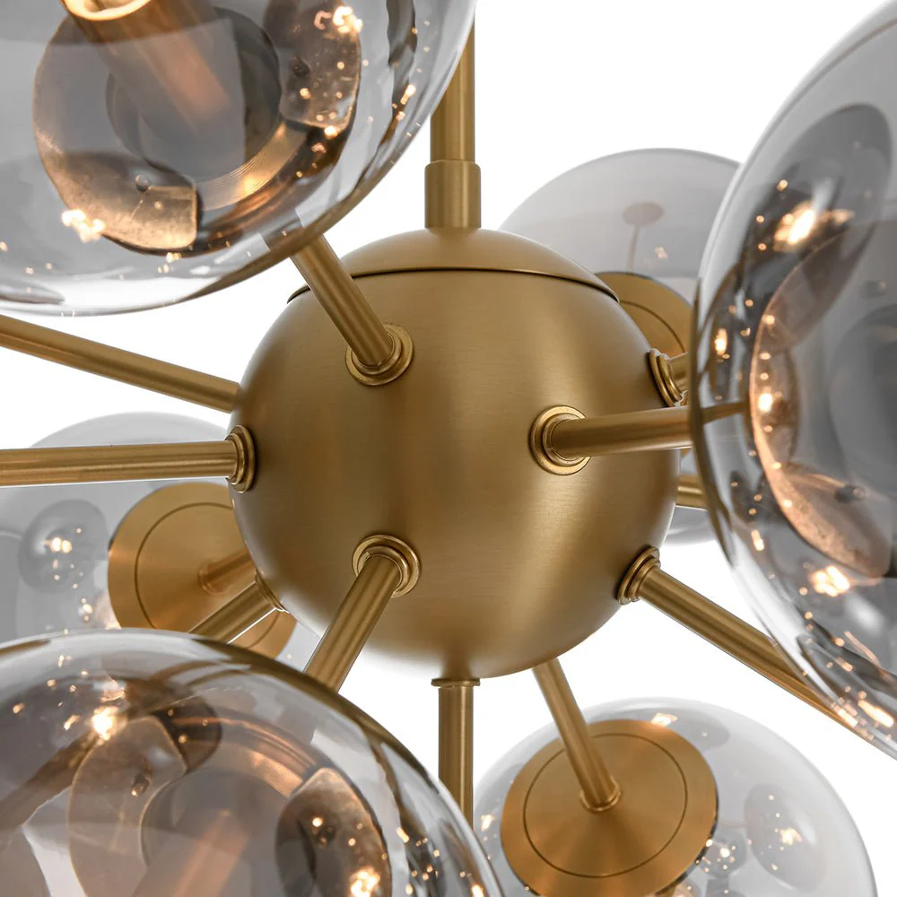 Glam Dark Pearl Sputnik Smoked Glass Bubble Chandelier Light Fixture - Image 19