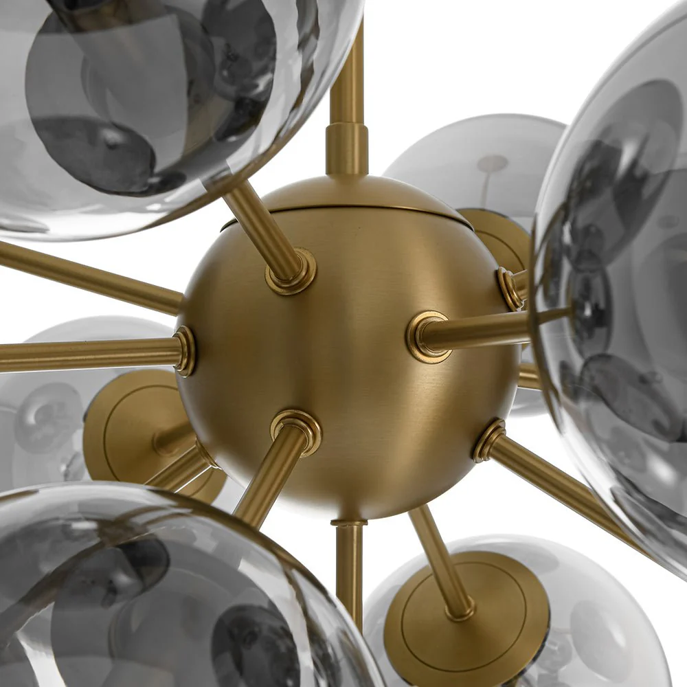 Glam Dark Pearl Sputnik Smoked Glass Bubble Chandelier Light Fixture - Image 20
