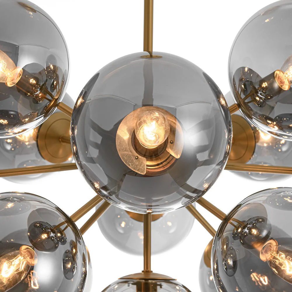 Glam Dark Pearl Sputnik Smoked Glass Bubble Chandelier Light Fixture - Image 21