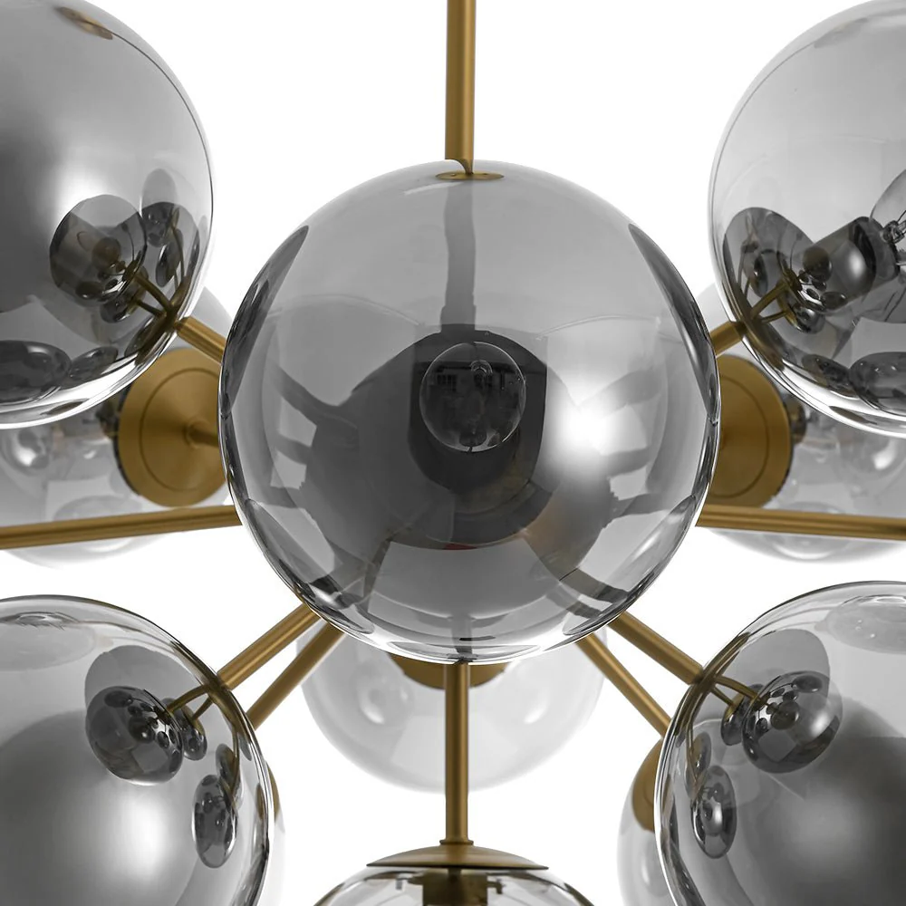Glam Dark Pearl Sputnik Smoked Glass Bubble Chandelier Light Fixture - Image 22