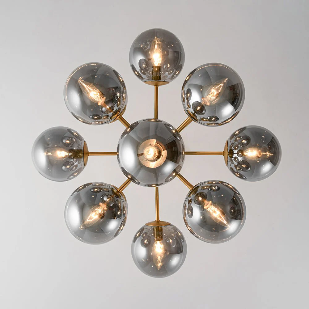 Glam Dark Pearl Sputnik Smoked Glass Bubble Chandelier Light Fixture - Image 23