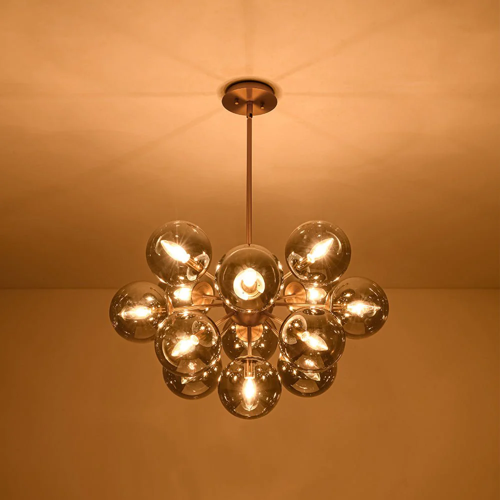 Glam Dark Pearl Sputnik Smoked Glass Bubble Chandelier Light Fixture - Image 24