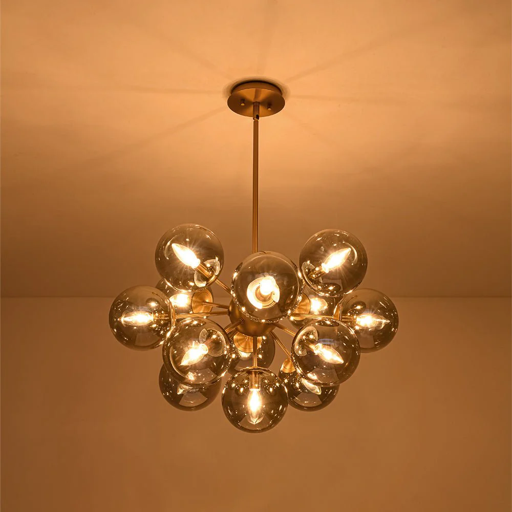 Glam Dark Pearl Sputnik Smoked Glass Bubble Chandelier Light Fixture - Image 25