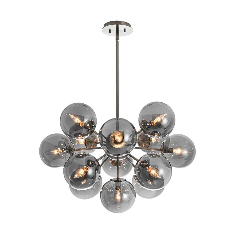 Glam Dark Pearl Sputnik Smoked Glass Bubble Chandelier Light Fixture - Image 26