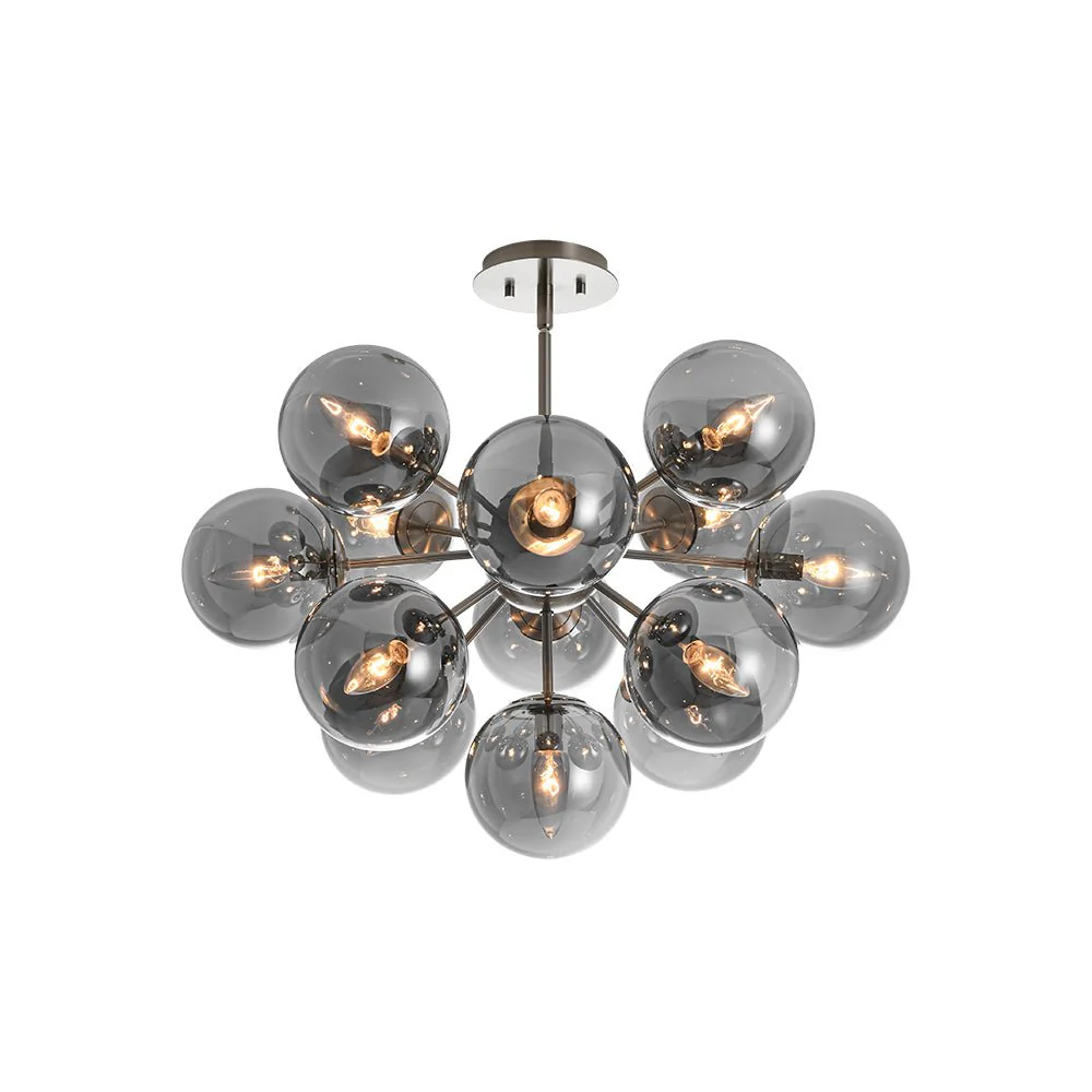 Glam Dark Pearl Sputnik Smoked Glass Bubble Chandelier Light Fixture - Image 27