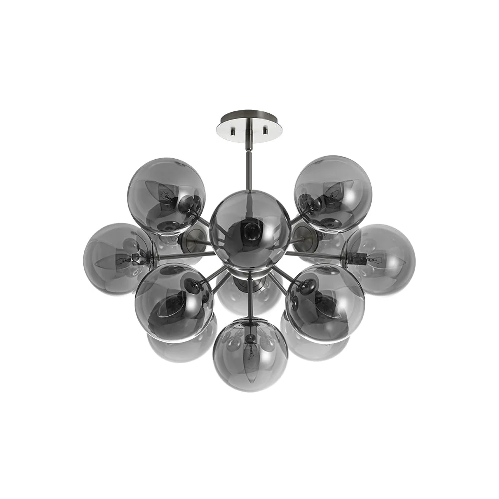 Glam Dark Pearl Sputnik Smoked Glass Bubble Chandelier Light Fixture - Image 28