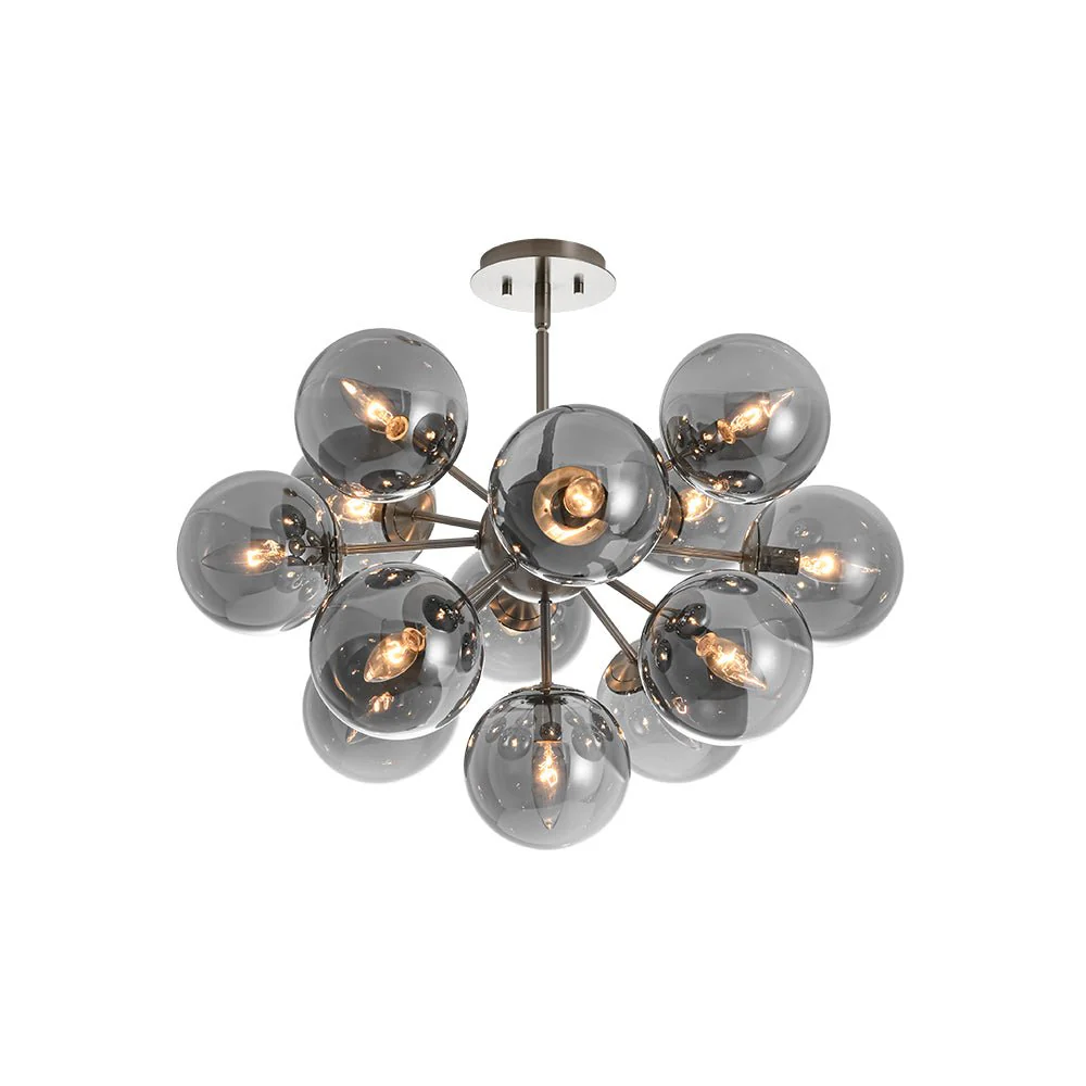Glam Dark Pearl Sputnik Smoked Glass Bubble Chandelier Light Fixture - Image 29