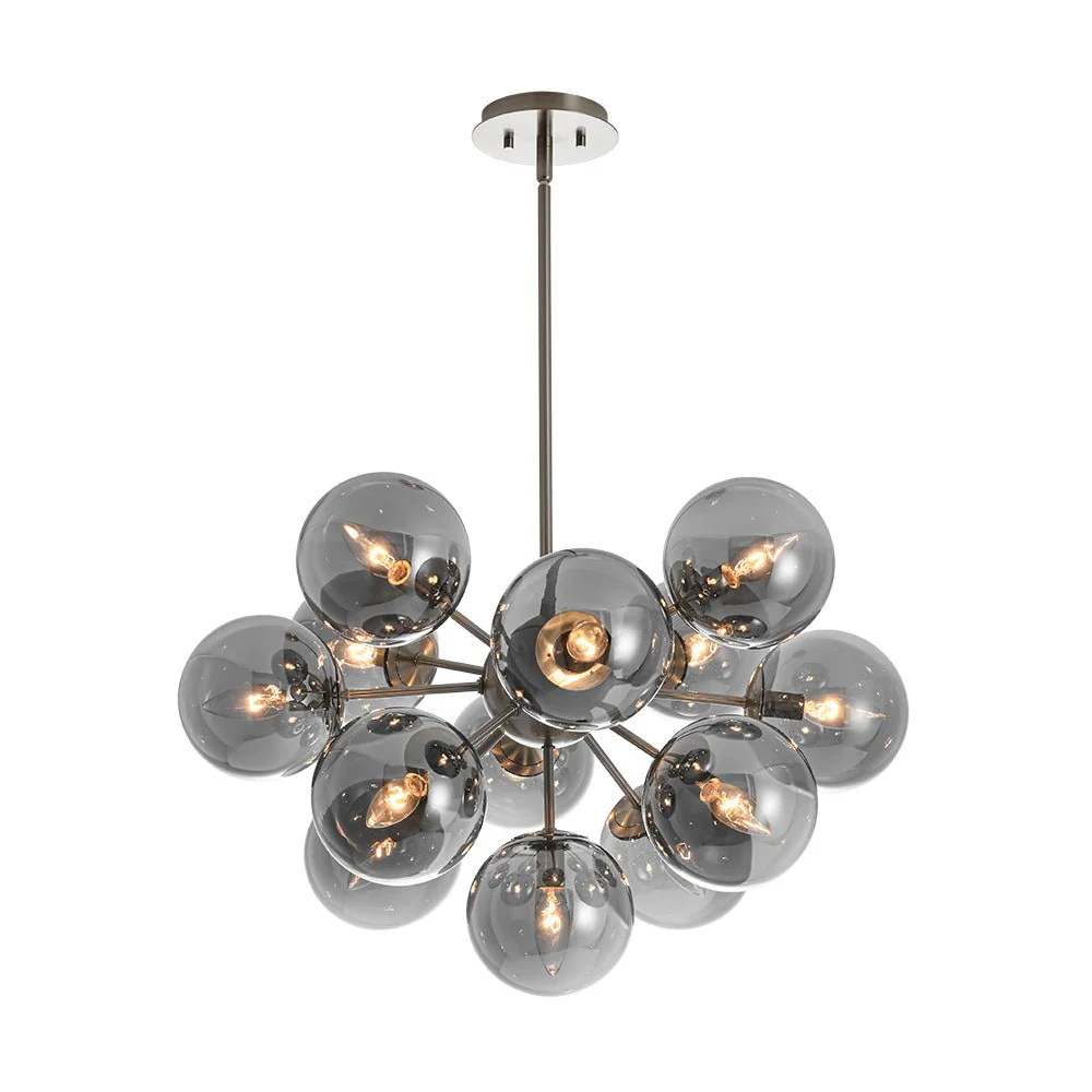 Glam Dark Pearl Sputnik Smoked Glass Bubble Chandelier Light Fixture - Image 30