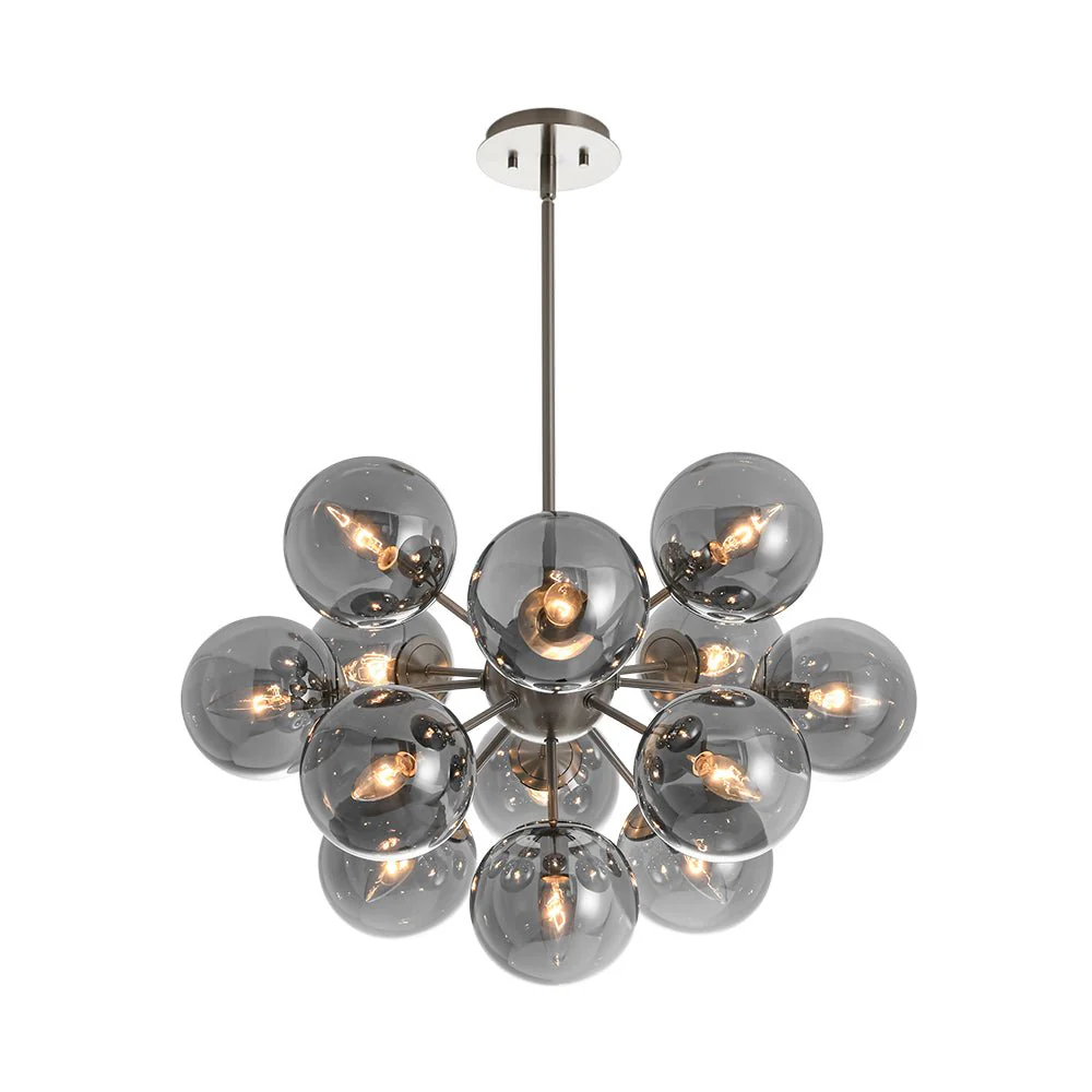 Glam Dark Pearl Sputnik Smoked Glass Bubble Chandelier Light Fixture - Image 31