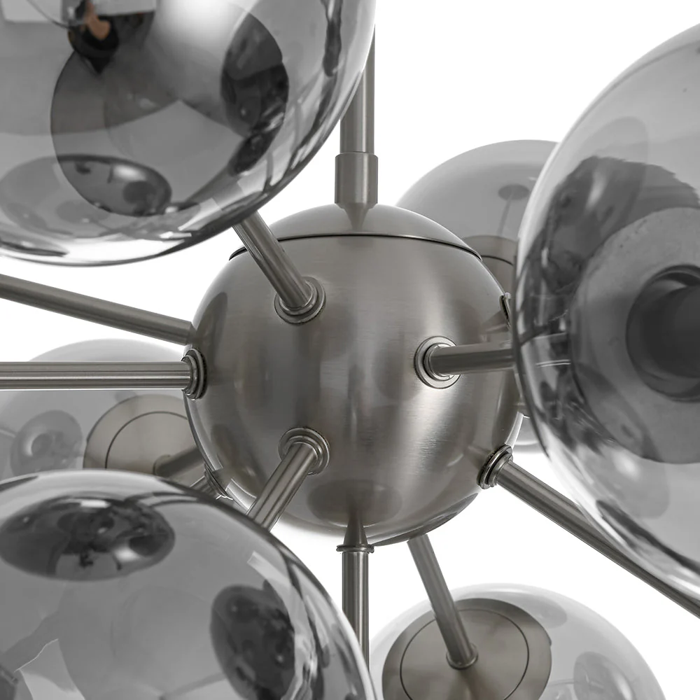 Glam Dark Pearl Sputnik Smoked Glass Bubble Chandelier Light Fixture - Image 32