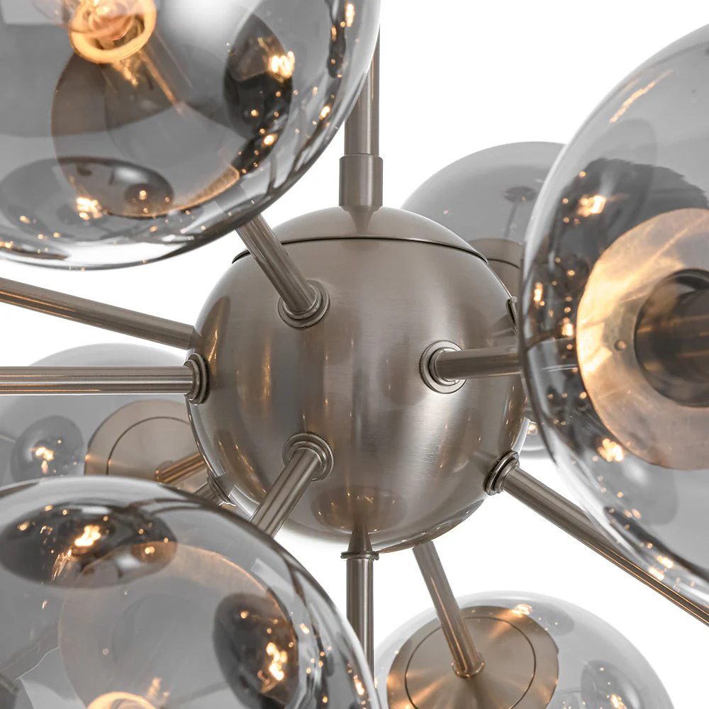 Glam Dark Pearl Sputnik Smoked Glass Bubble Chandelier Light Fixture - Image 33