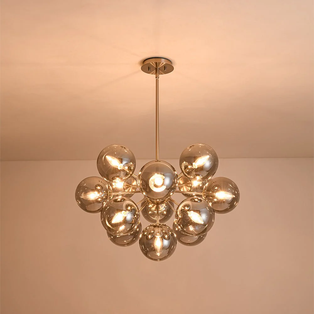 Glam Dark Pearl Sputnik Smoked Glass Bubble Chandelier Light Fixture - Image 34