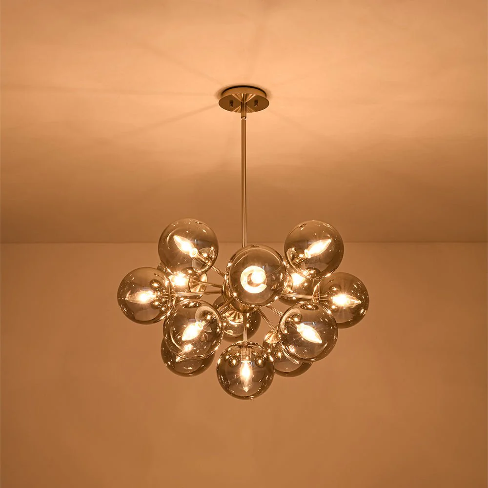 Glam Dark Pearl Sputnik Smoked Glass Bubble Chandelier Light Fixture - Image 35
