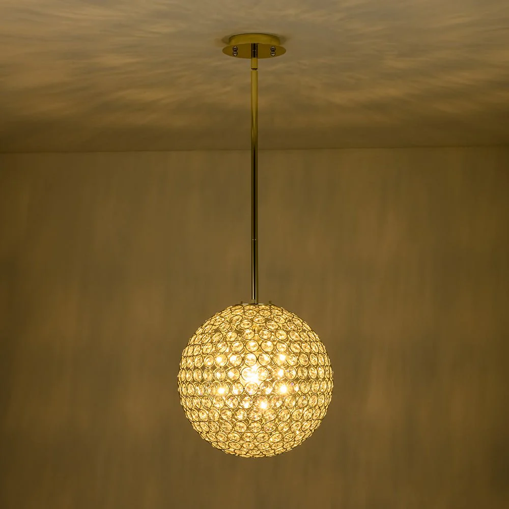 Glam Jewel Polished Gold Crystal Globe Chandelier - Image 11