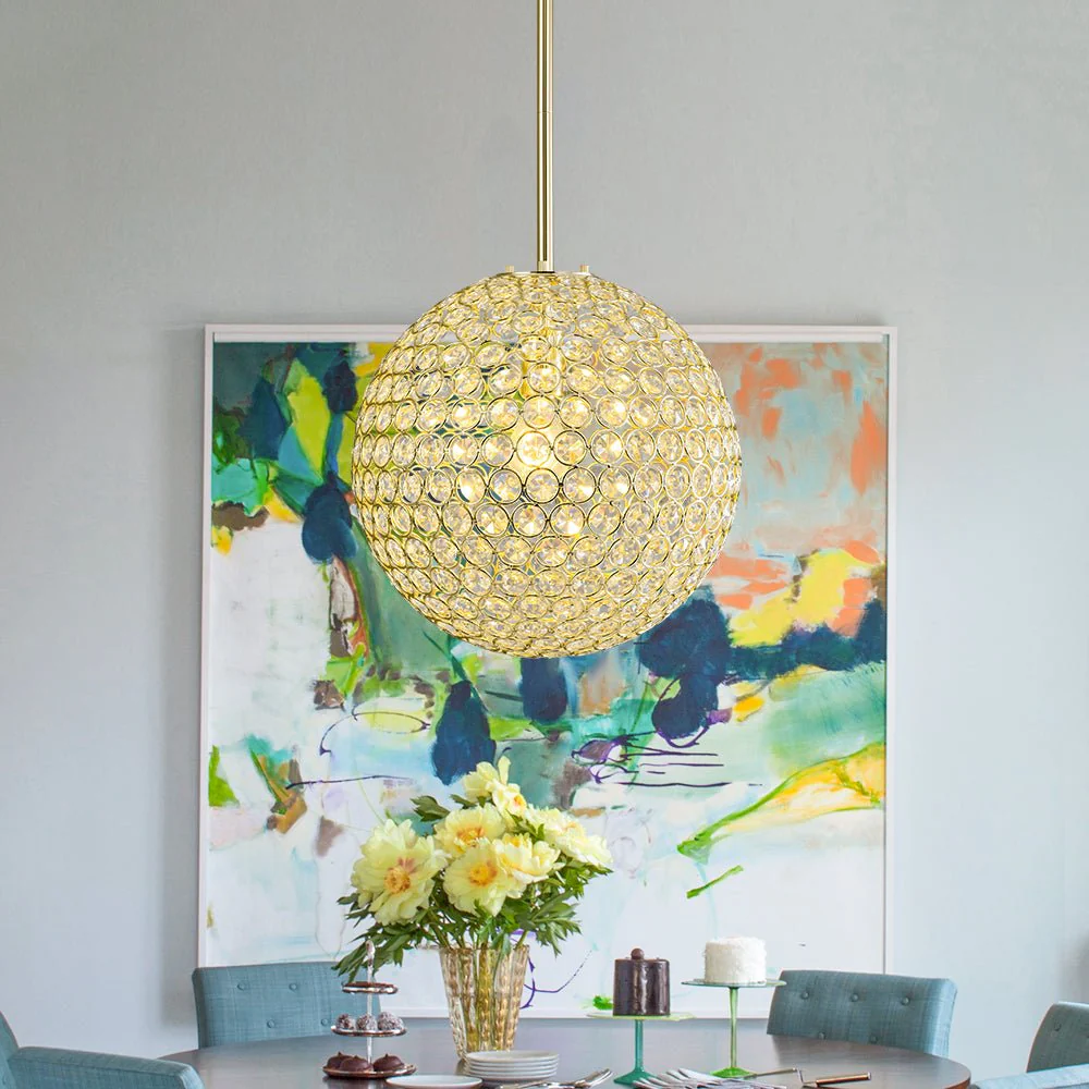 Glam Jewel Polished Gold Crystal Globe Chandelier - Image 2