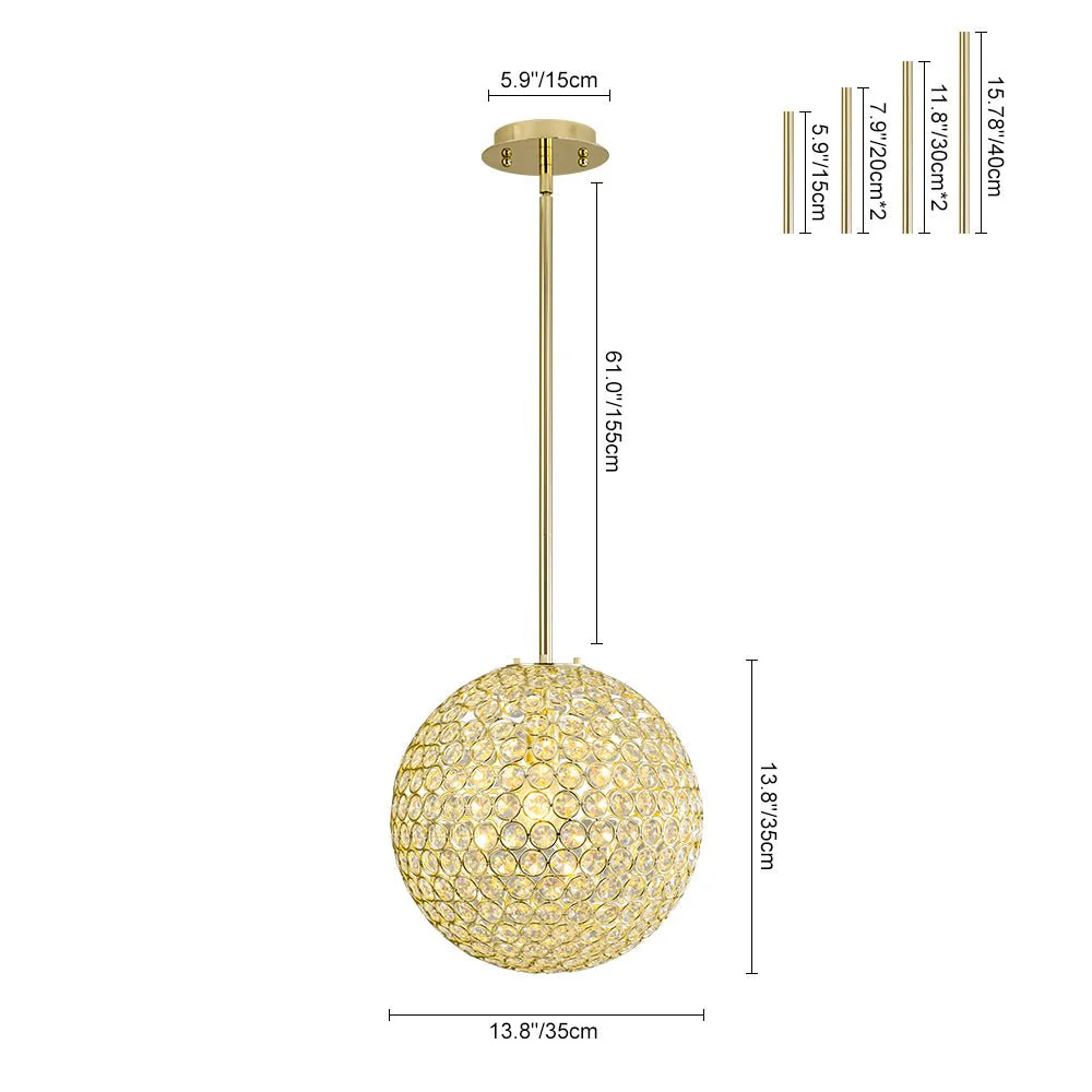 Glam Jewel Polished Gold Crystal Globe Chandelier - Image 21