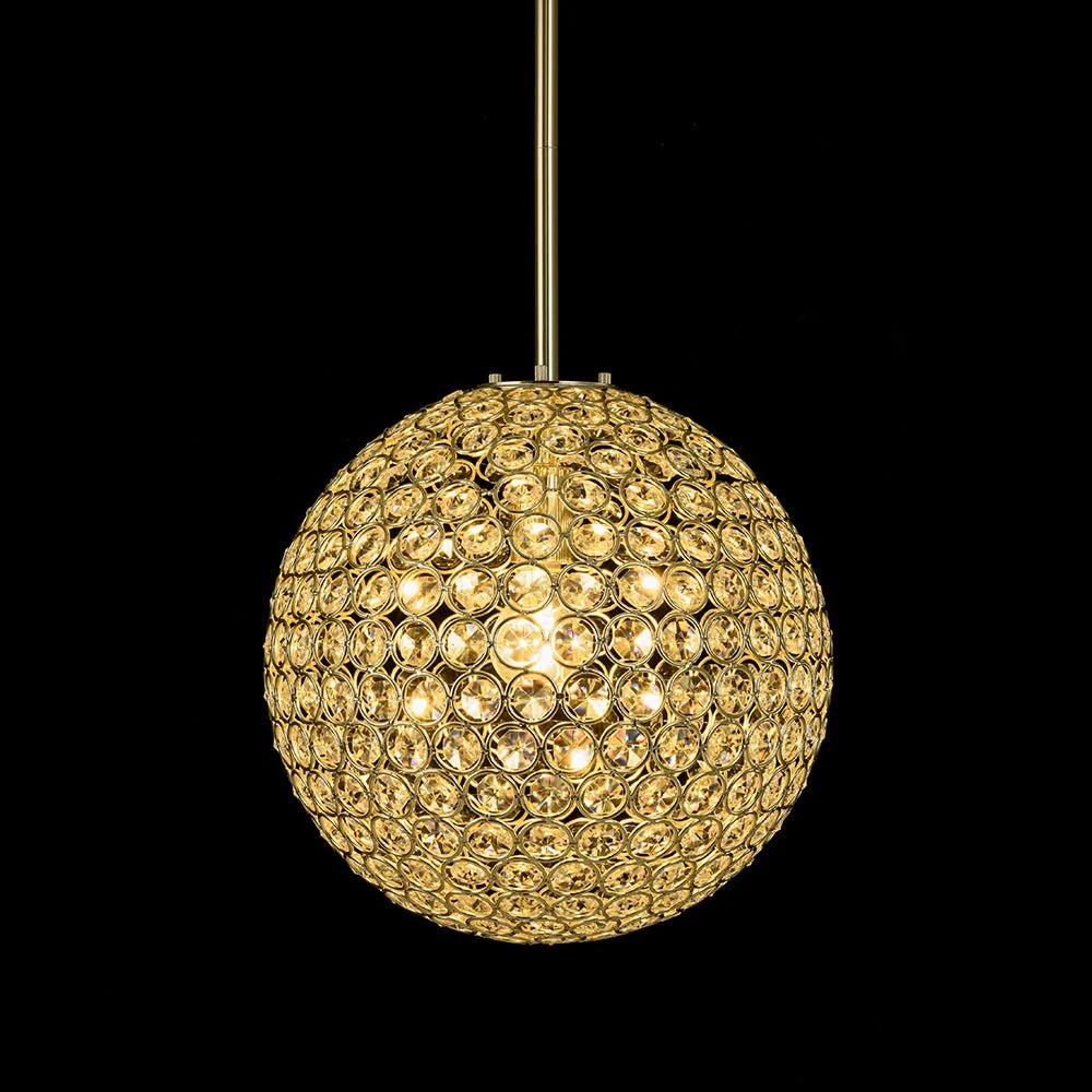 Glam Jewel Polished Gold Crystal Globe Chandelier - Image 4