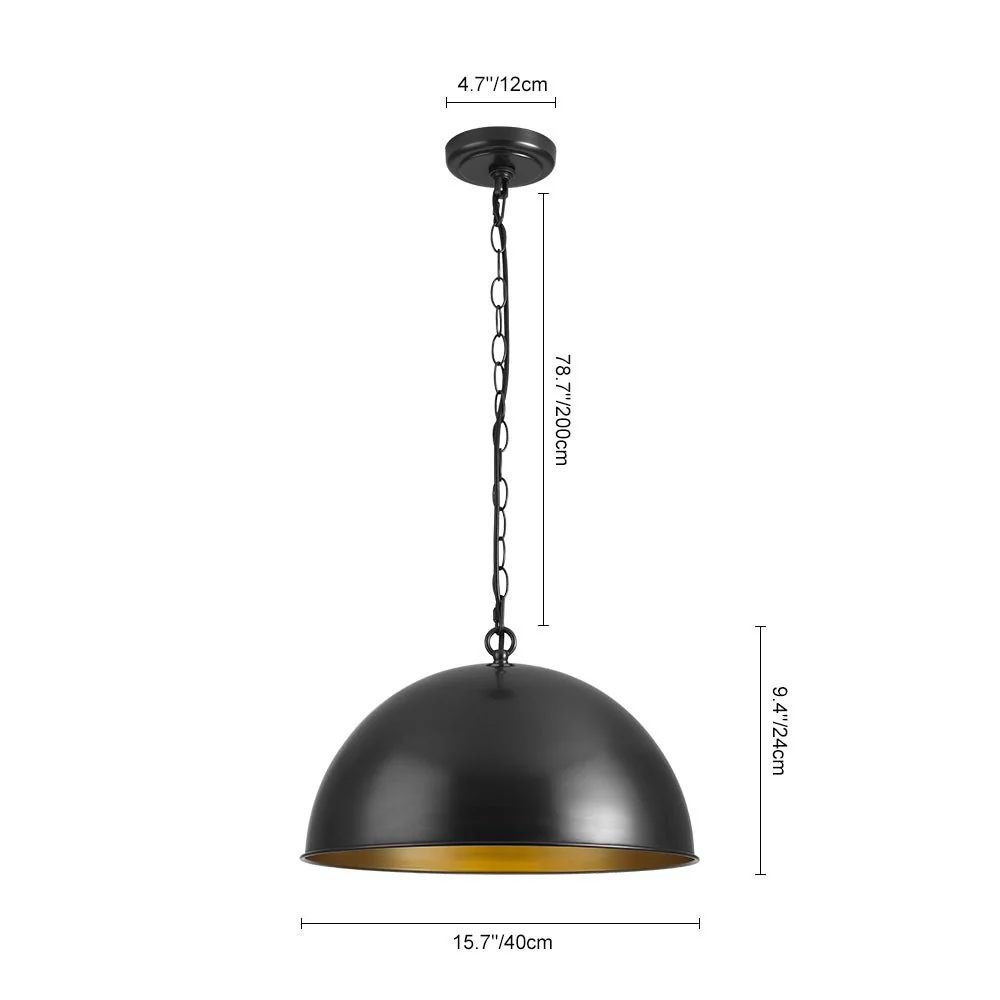 Industrial Farmhouse Black Iron Oversized Dome Pendant Light - Image 10
