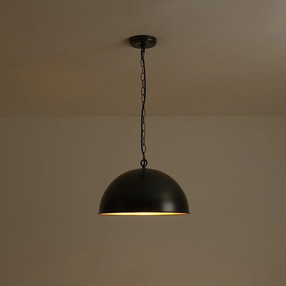 Industrial Farmhouse Black Iron Oversized Dome Pendant Light - Image 14