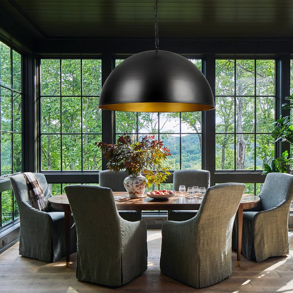 Industrial Farmhouse Black Iron Oversized Dome Pendant Light - Image 3
