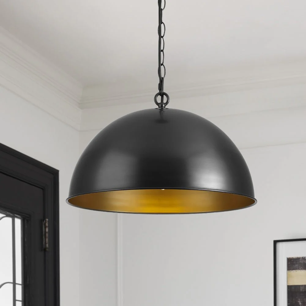 Industrial Farmhouse Black Iron Oversized Dome Pendant Light - Image 4