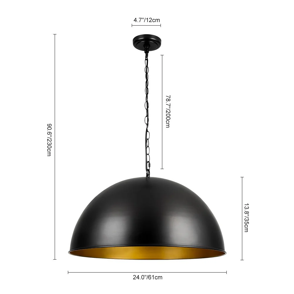 Industrial Farmhouse Black Iron Oversized Dome Pendant Light - Image 5