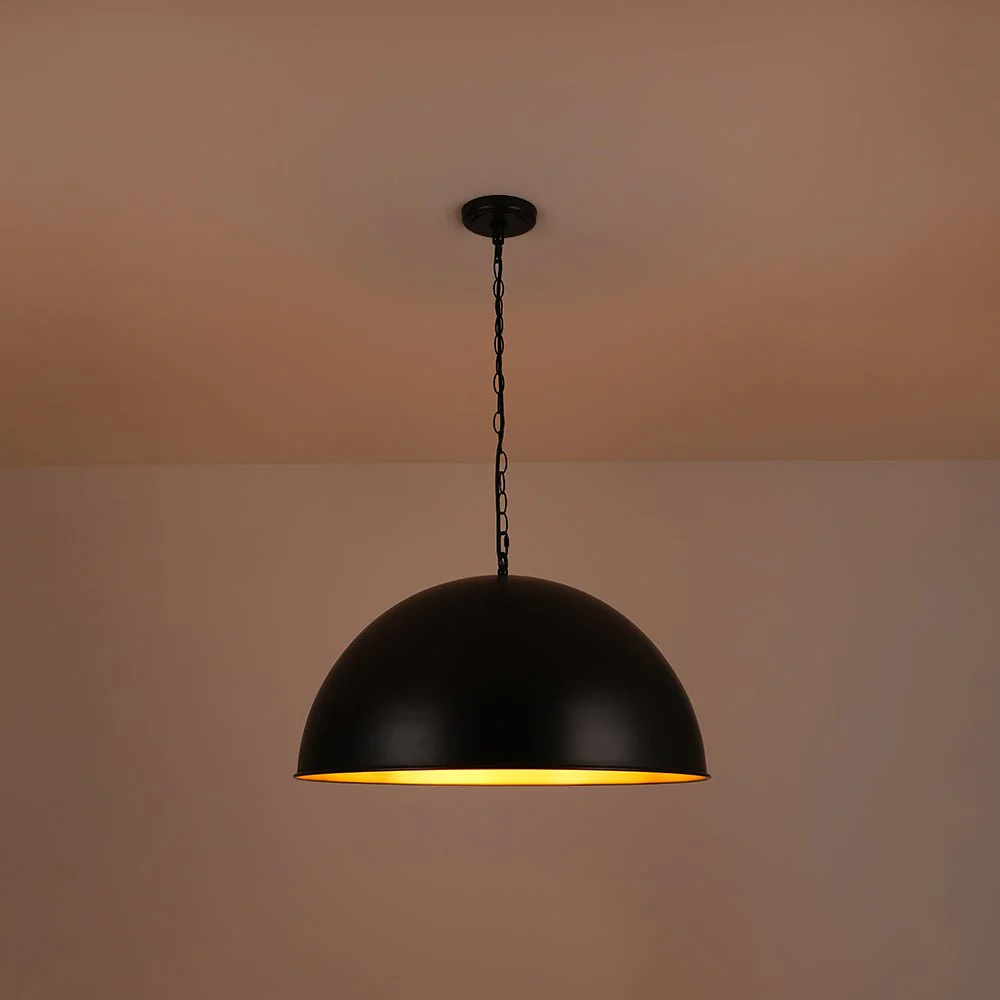 Industrial Farmhouse Black Iron Oversized Dome Pendant Light - Image 9