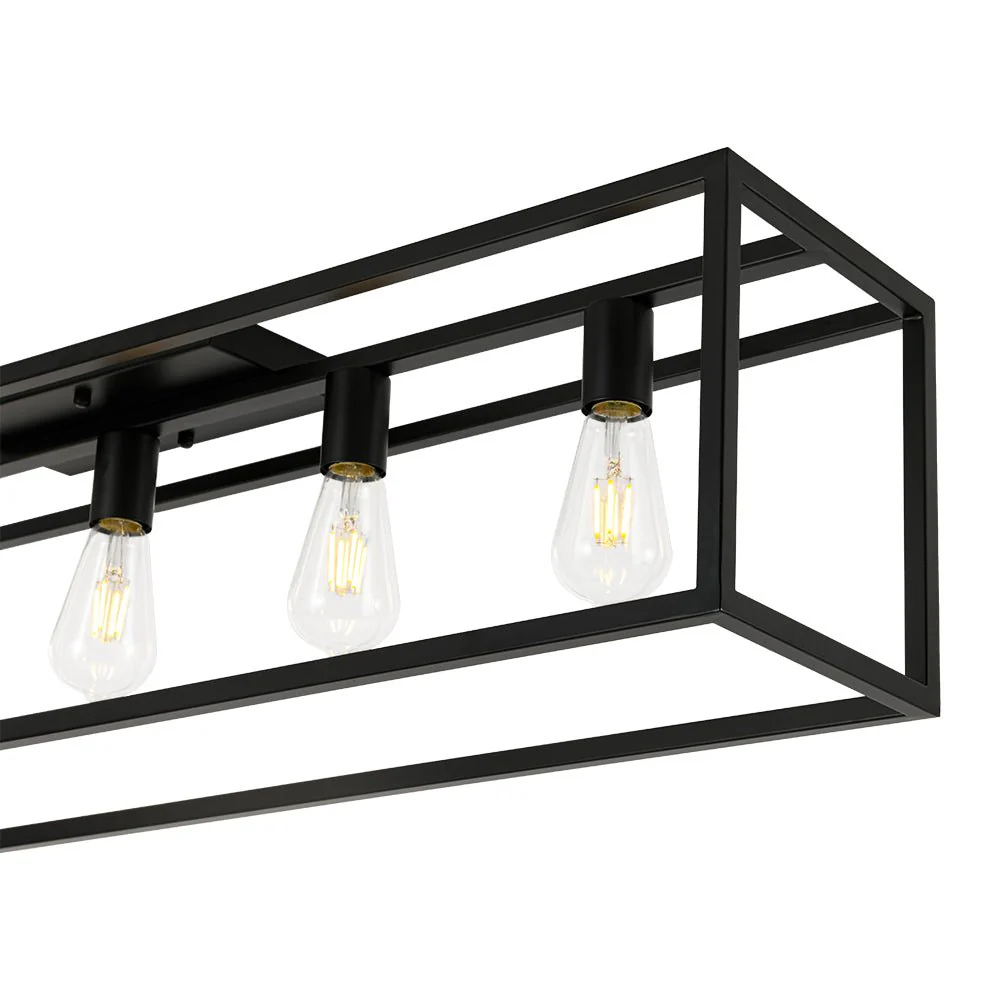 Industrial Minimalist Rectangle Cage Semi Flush Mount - Image 11