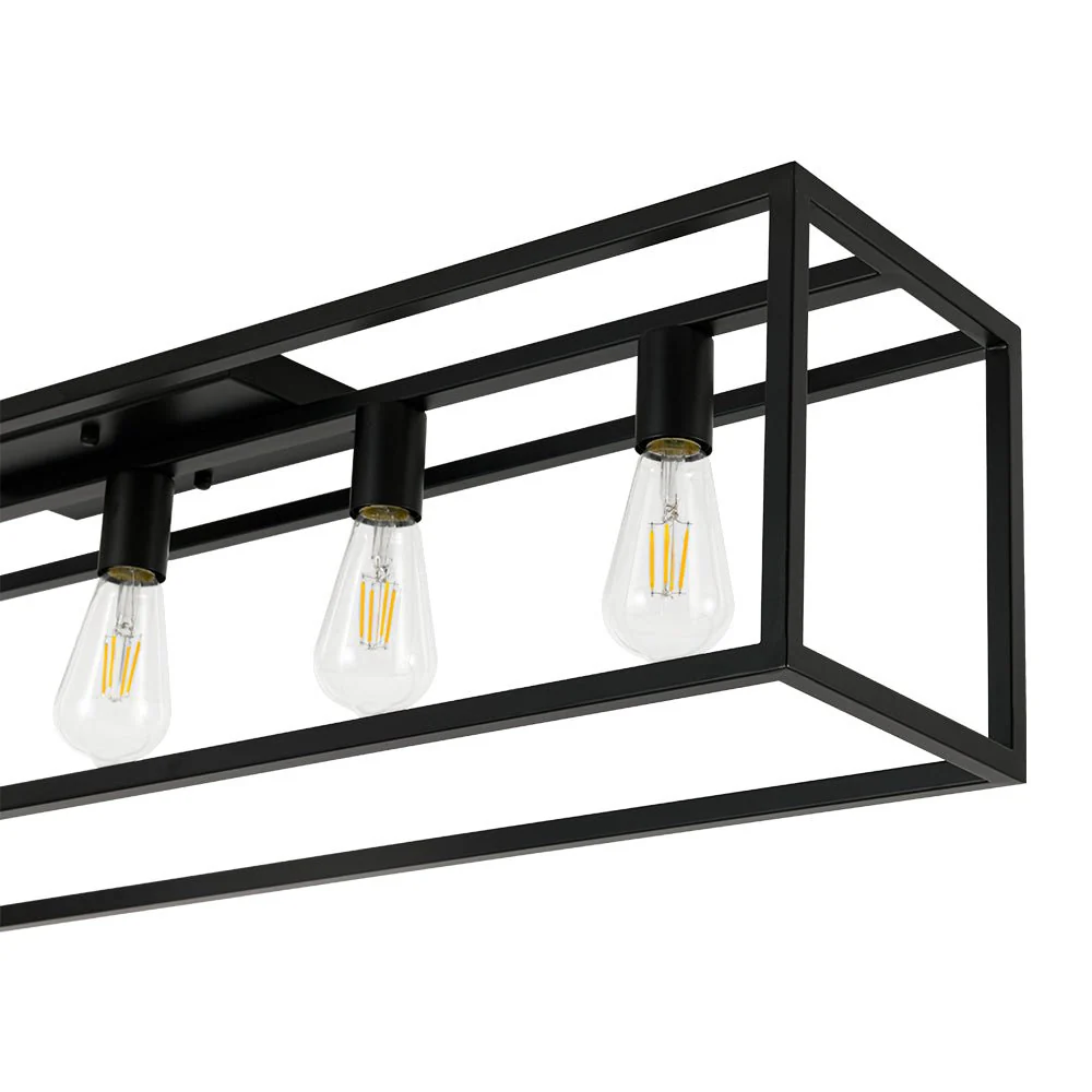 Industrial Minimalist Rectangle Cage Semi Flush Mount - Image 12