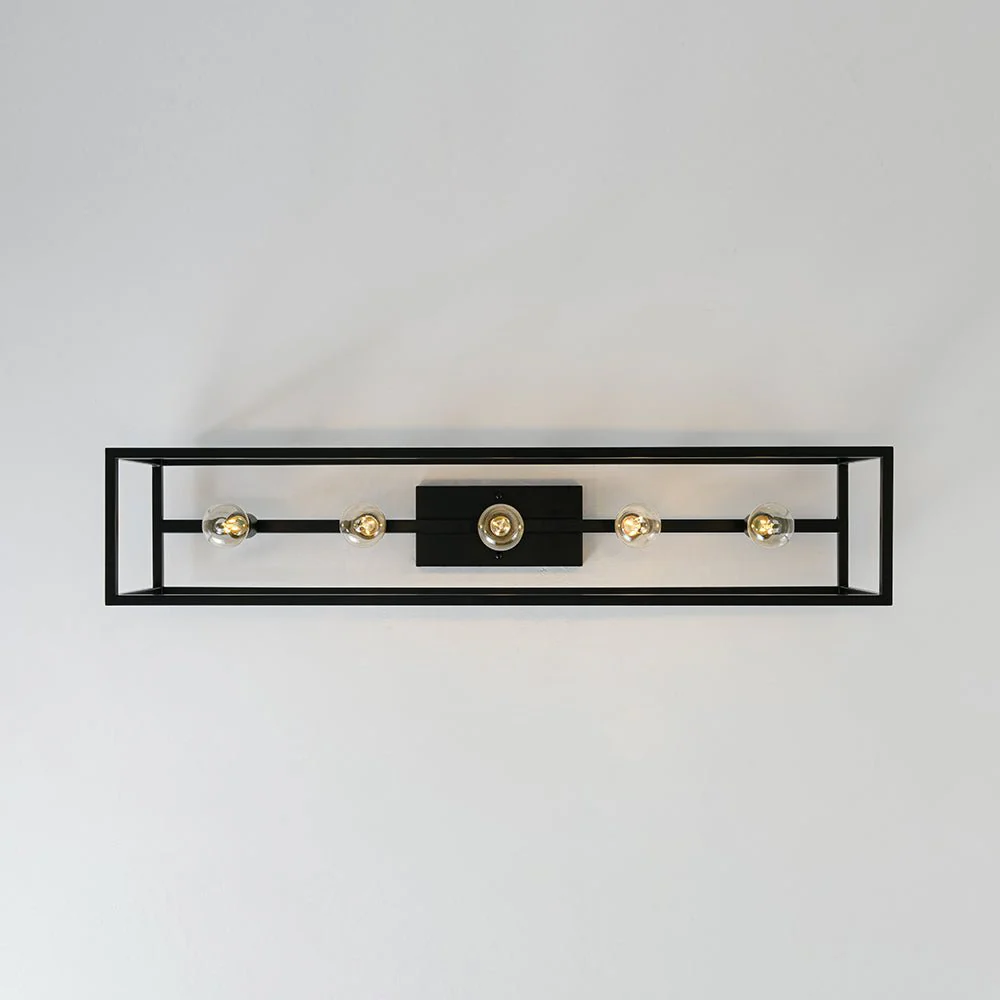 Industrial Minimalist Rectangle Cage Semi Flush Mount - Image 13