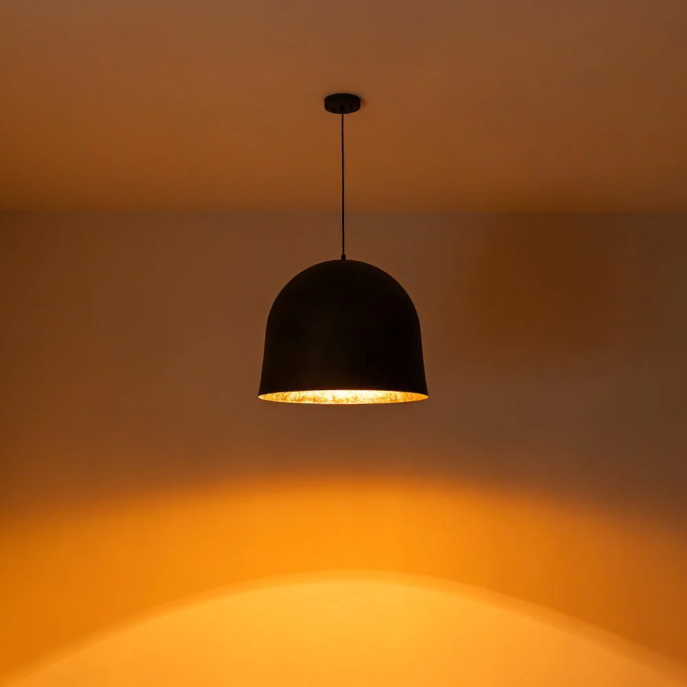 Industrial Oversized Iron Bell Dome Pendant Light Black Gold Powder - Image 13