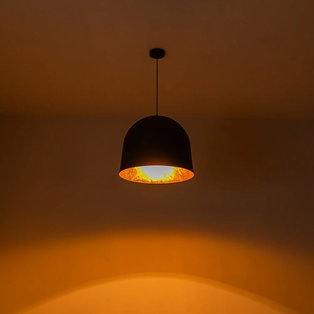 Industrial Oversized Iron Bell Dome Pendant Light Black Gold Powder - Image 14