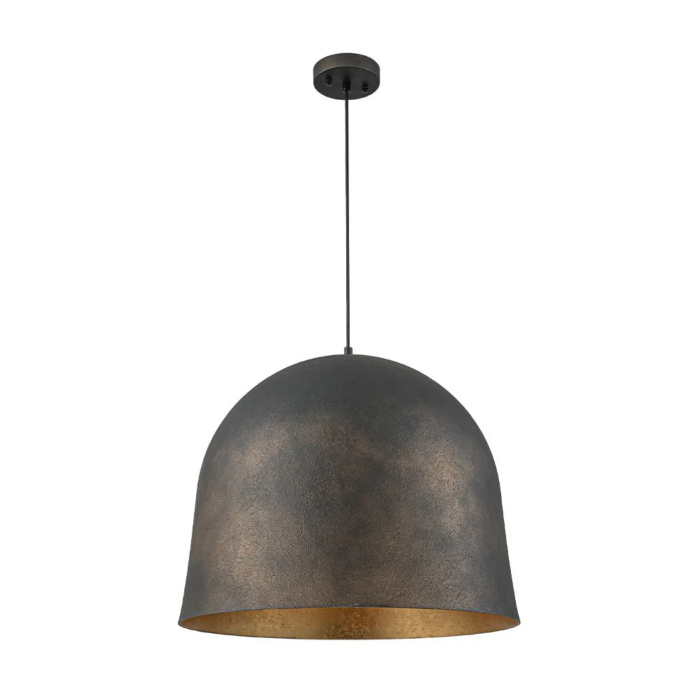 Industrial Oversized Iron Bell Dome Pendant Light Black Gold Powder - Image 3