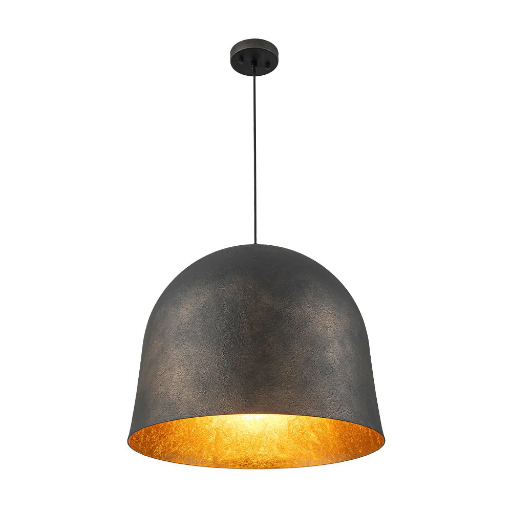 Industrial Oversized Iron Bell Dome Pendant Light Black Gold Powder - Image 4