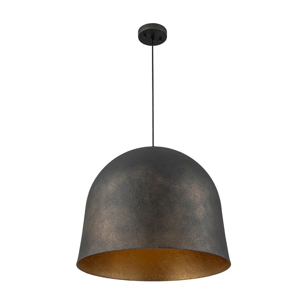 Industrial Oversized Iron Bell Dome Pendant Light Black Gold Powder - Image 5