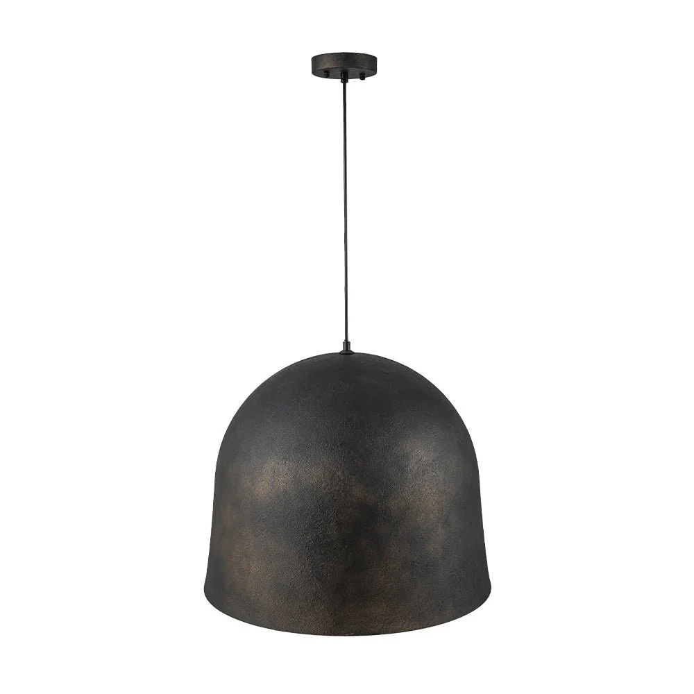 Industrial Oversized Iron Bell Dome Pendant Light Black Gold Powder - Image 6